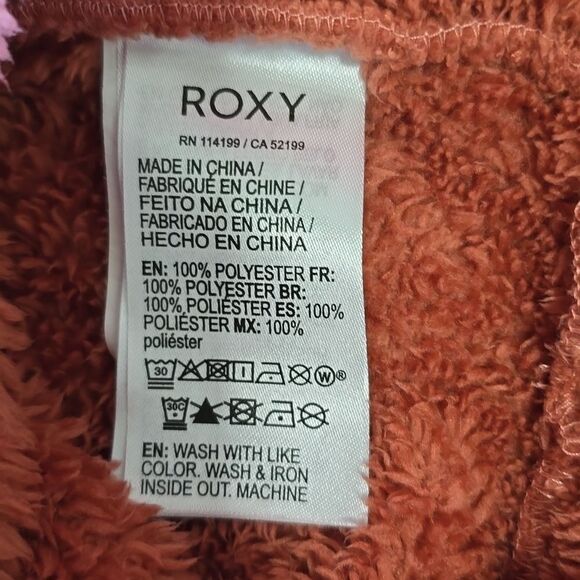 Roxy Surf Spray Rust Orange Fuzzy Hooded Pullover Jacket - Size Large - Picture 15 of 15